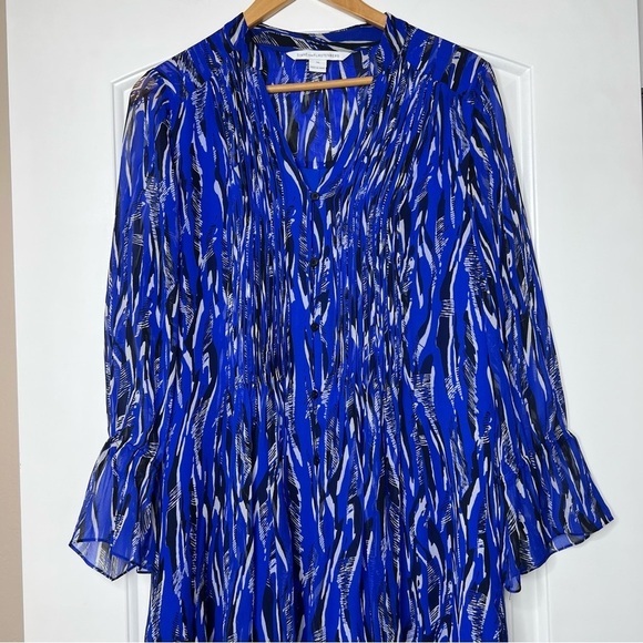 DVF Kourtni Fierce stripe silk chiffon tunic dress Size 10 - Picture 3 of 14